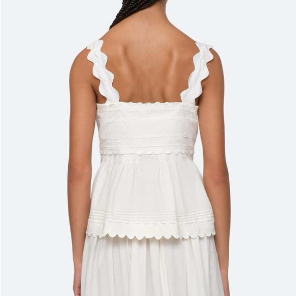 SEA NY Ryleigh Ric Rac White Zig Zag Tank Top - Picture 2 of 3